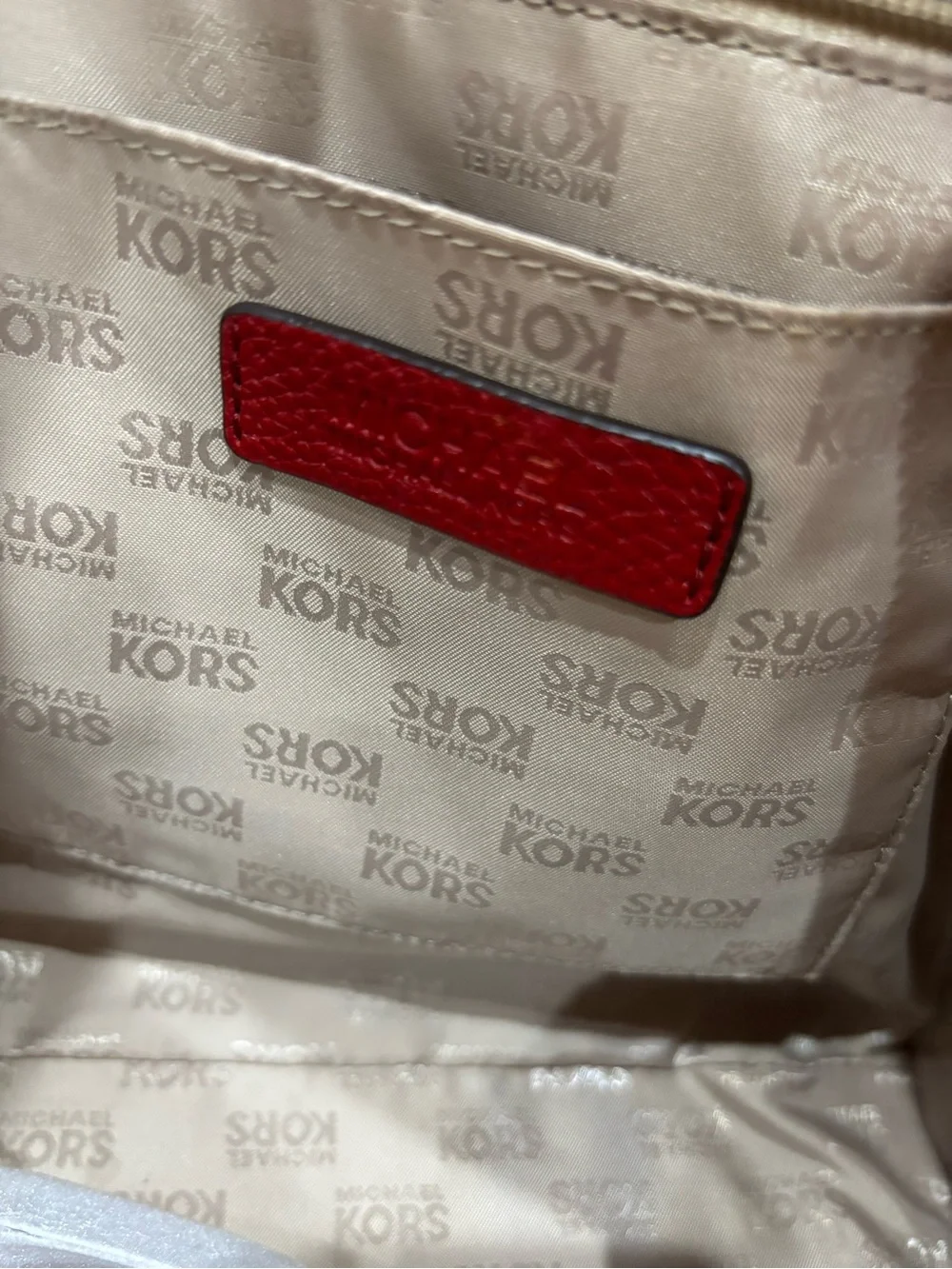 NWT Michael Kors Red Sandrine Pebbled Leather Satchel Handbag with Tassel $398